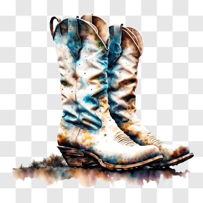 Download Colorful and Rustic Cowboy Boot Watercolor Painting PNG Online ...