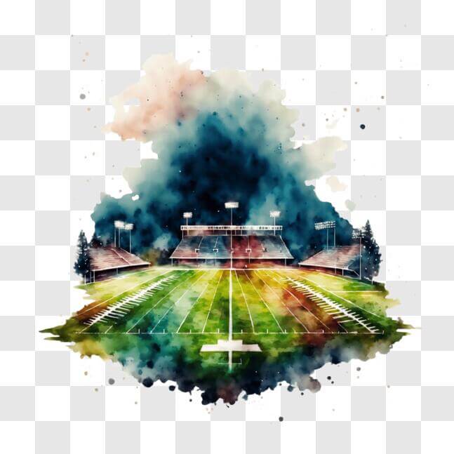 Download Empty Football Field Watercolor Painting PNG Online - Creative ...