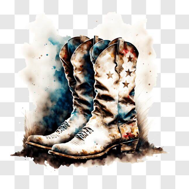 Download Watercolor Painting of Cowboy Boots PNG Online - Creative Fabrica