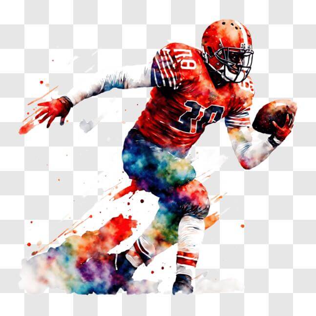 Download Colorful Watercolor Painting of Football Player PNG Online ...