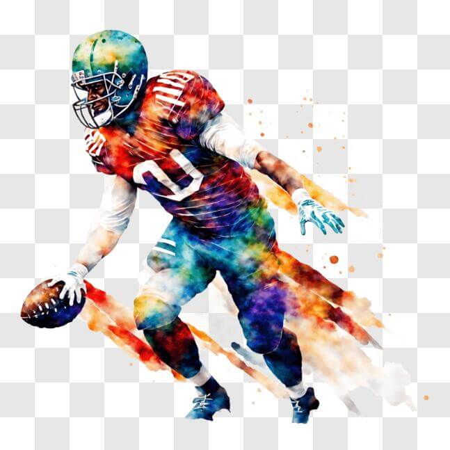 Download Colorful Painting of American Football Player PNG Online ...