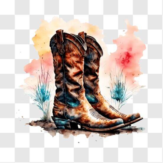 Download Cowboy Boots and Floral Accents for Western Decor PNG Online ...