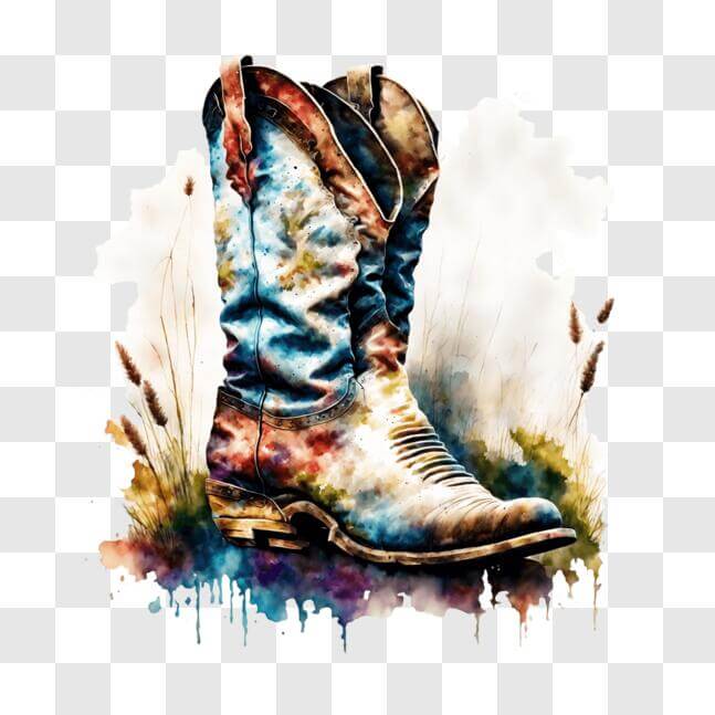 Download Watercolor Cowboy Boot - Western Style Fashion PNG Online ...