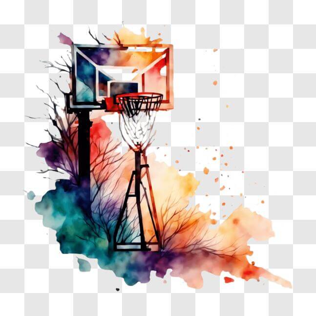 Download Colorful Basketball Hoop Art Piece PNG Online Creative Fabrica