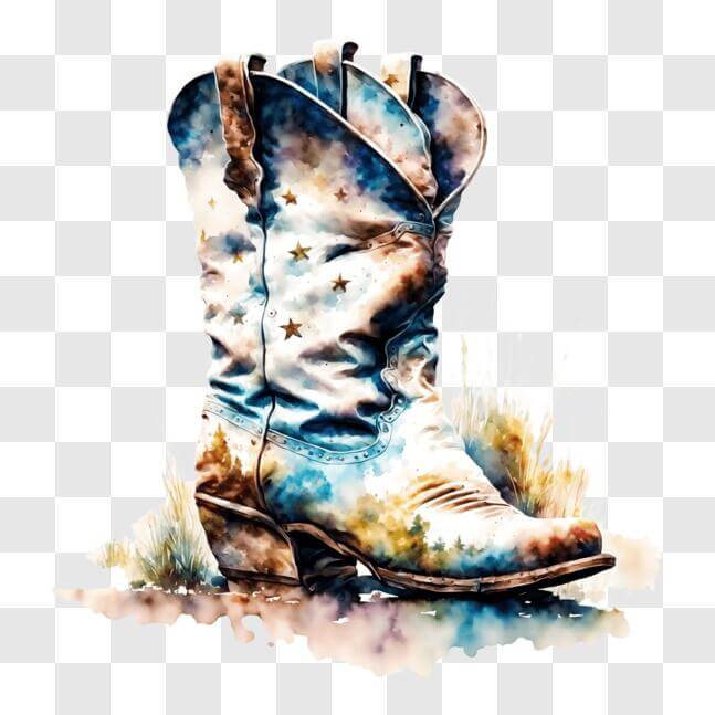 Download Watercolor Cowboy Boot Ornament for Western Flair PNG Online ...