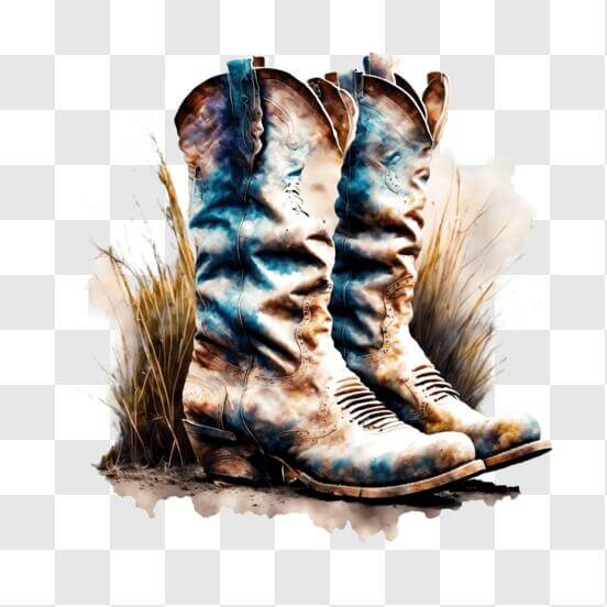Download Colorful Watercolor Cowboy Boots PNG Online - Creative Fabrica