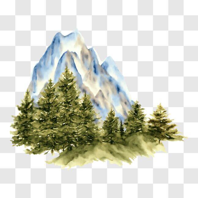 Download Mountain Landscape with Trees PNG Online - Creative Fabrica