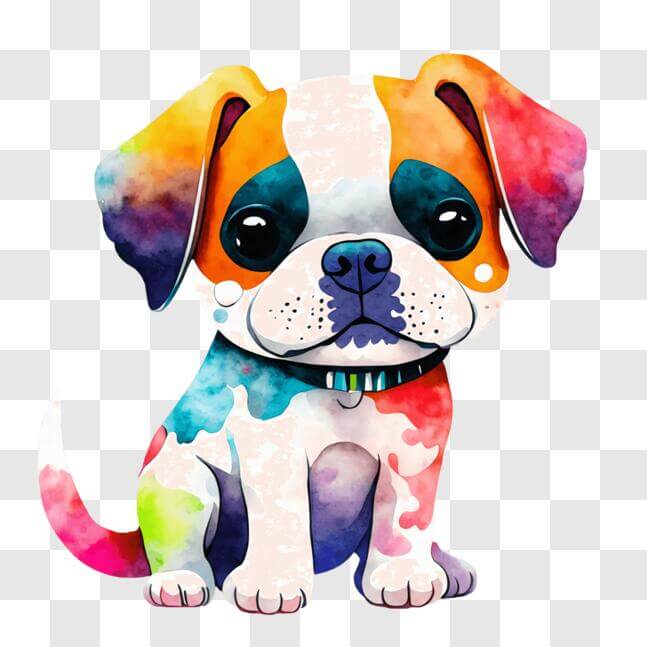 Download Colorful Cartoon Dog with Paint PNG Online - Creative Fabrica