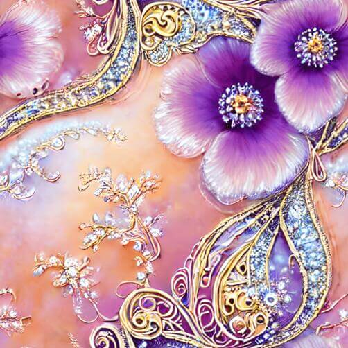Colorful Floral Painting with Gold and Purple Accents Colorful Floral Painting with Gold and Purple Accents thumbnail