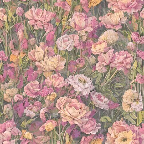 Floral Wallpaper with Pink, Yellow, and White Flowers Floral Wallpaper with Pink, Yellow, and White Flowers thumbnail