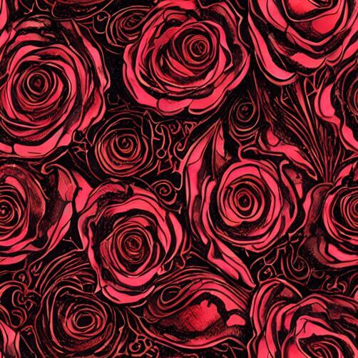 Seamless Red Rose Pattern on Black Background Seamless Red Rose Pattern on Black Background thumbnail