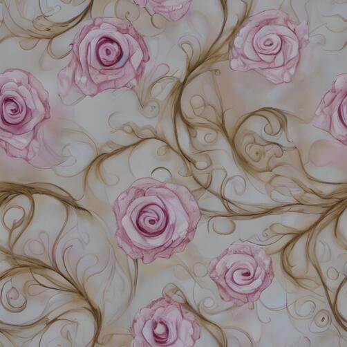 Pink Rose Seamless Pattern on Beige Background Pink Rose Seamless Pattern on Beige Background thumbnail