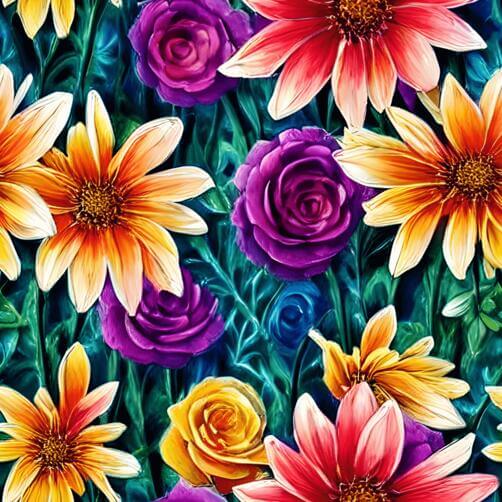 Colorful Flower Seamless Pattern on Green Background Colorful Flower Seamless Pattern on Green Background thumbnail