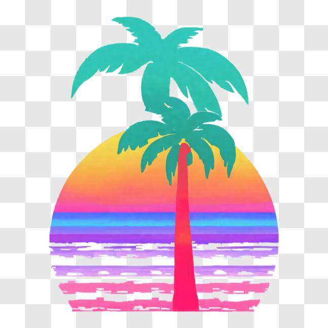 Download Scenic palm tree sunset on the beach PNG Online - Creative Fabrica