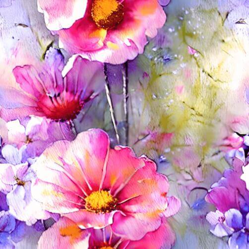 Watercolor Painting of Pink, Purple, and Blue Flowers Watercolor Painting of Pink, Purple, and Blue Flowers thumbnail