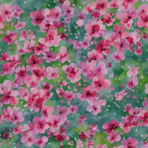 Beautiful Pink Floral Pattern with Green Leaves and Small Pink Flowers Beautiful Pink Floral Pattern with Green Leaves and Small Pink Flowers thumbnail