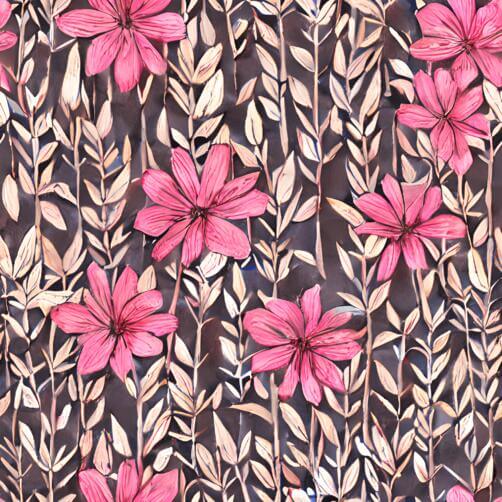 Seamless Floral Pattern with Pink Flowers and Brown Leaves Seamless Floral Pattern with Pink Flowers and Brown Leaves thumbnail
