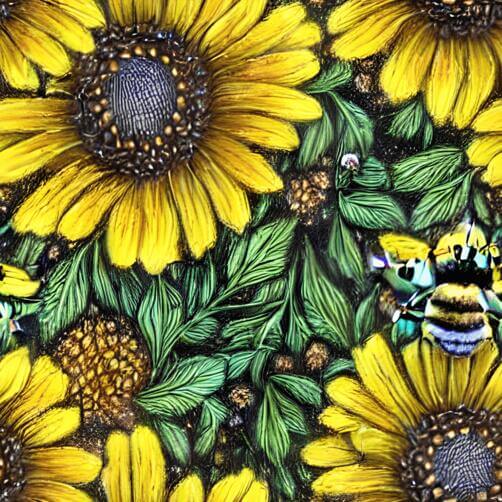 Yellow Sunflowers Painting with Bees and Insects Yellow Sunflowers Painting with Bees and Insects thumbnail