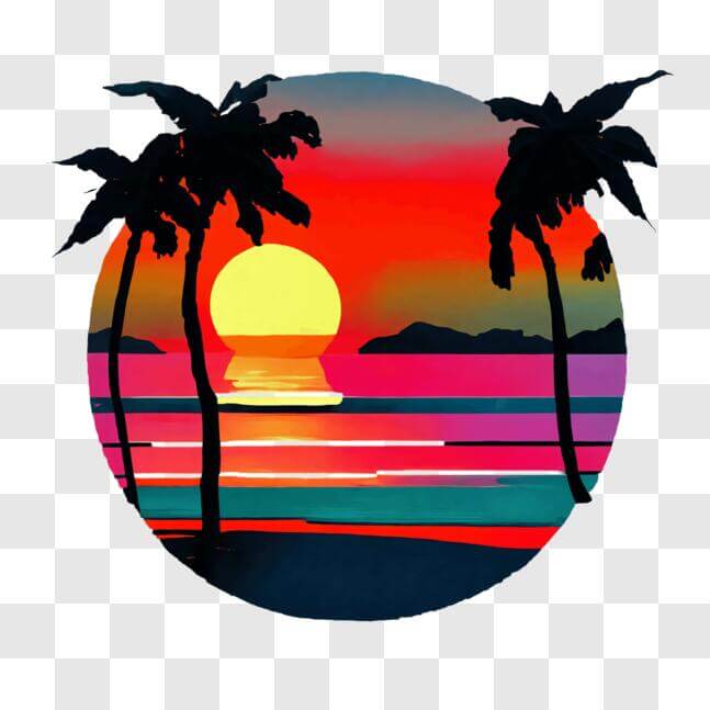 Download Artistic Circle of Palm Trees at Sunset PNG Online - Creative ...