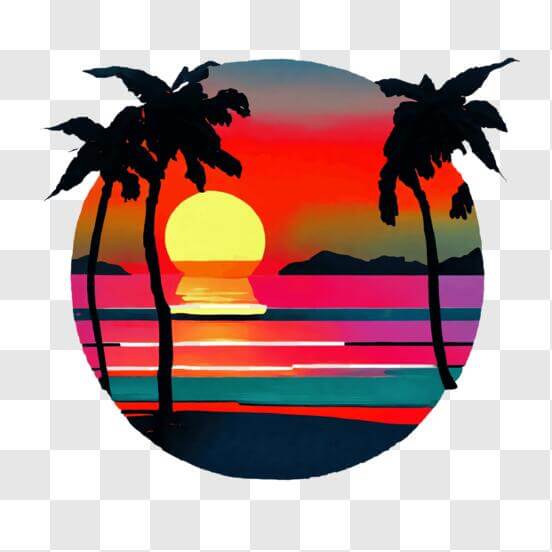 Download Retro Sunset Wallpaper with Palm Trees PNG Online - Creative ...