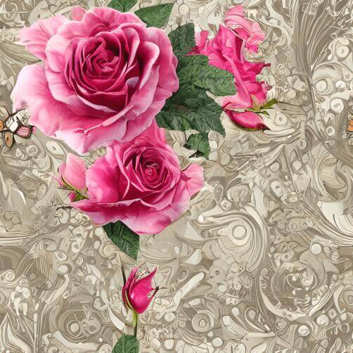 Bouquet of Pink Roses with Butterfly on Floral Background Bouquet of Pink Roses with Butterfly on Floral Background thumbnail