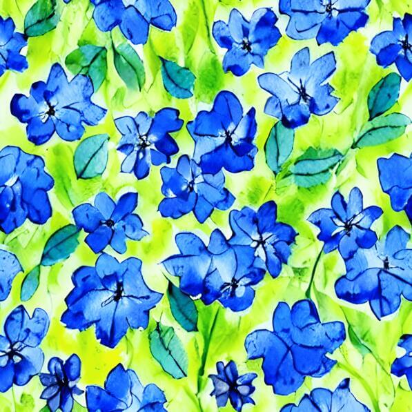 Download Watercolor Painting of Blue Flowers with Green Leaves Patterns ...
