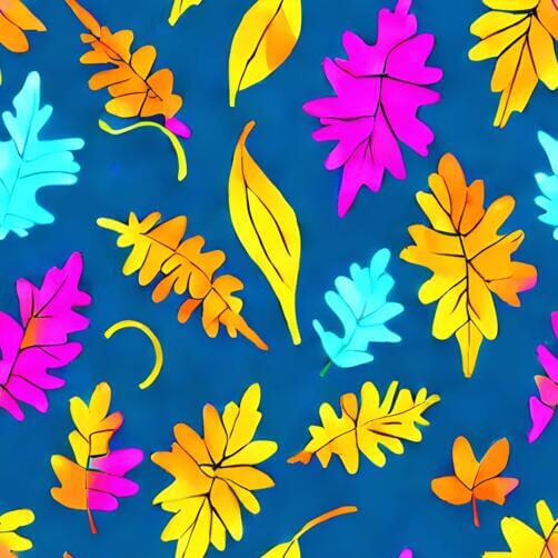 Colorful Leaves Seamless Pattern on Blue Background Colorful Leaves Seamless Pattern on Blue Background thumbnail