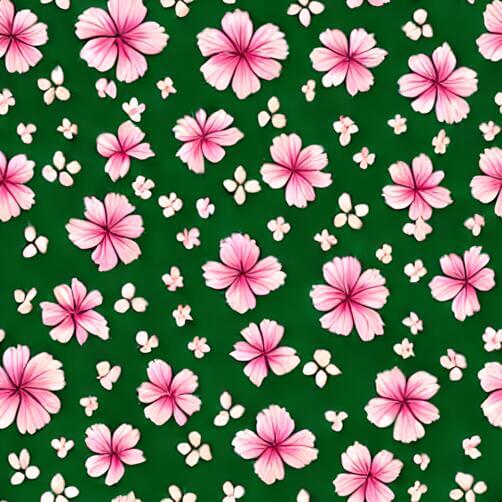 Seamless Pink Flower Pattern on Green Background Seamless Pink Flower Pattern on Green Background thumbnail