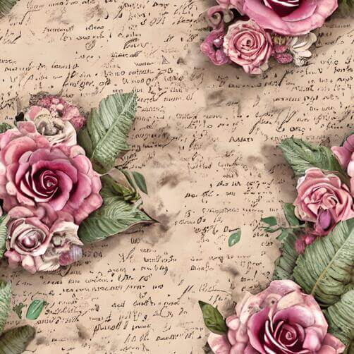 Romantic Floral Pattern with Pink Roses and Handwritten Text Romantic Floral Pattern with Pink Roses and Handwritten Text thumbnail