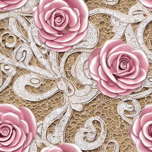 Pink Roses and Lace Seamless Pattern on Vintage Background Pink Roses and Lace Seamless Pattern on Vintage Background thumbnail