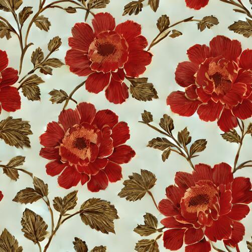 Seamless Red Floral Pattern with Roses, Carnations, and Dahlias Seamless Red Floral Pattern with Roses, Carnations, and Dahlias thumbnail
