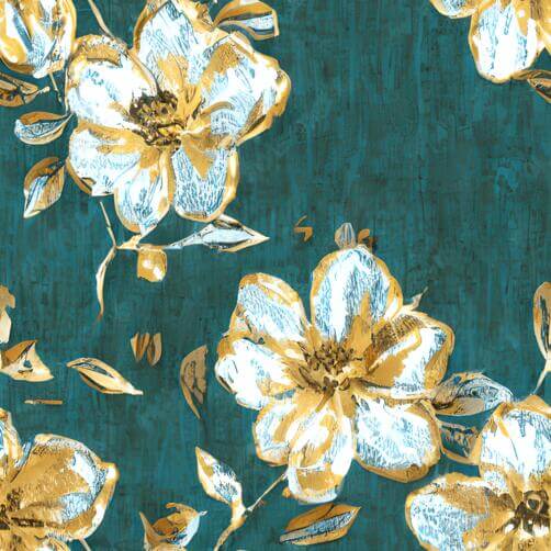 Teal Background with Gold and White Flowers Teal Background with Gold and White Flowers thumbnail