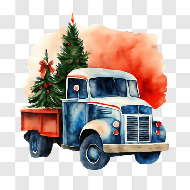 Download Festive Old Truck with Christmas Tree PNG Online - Creative ...
