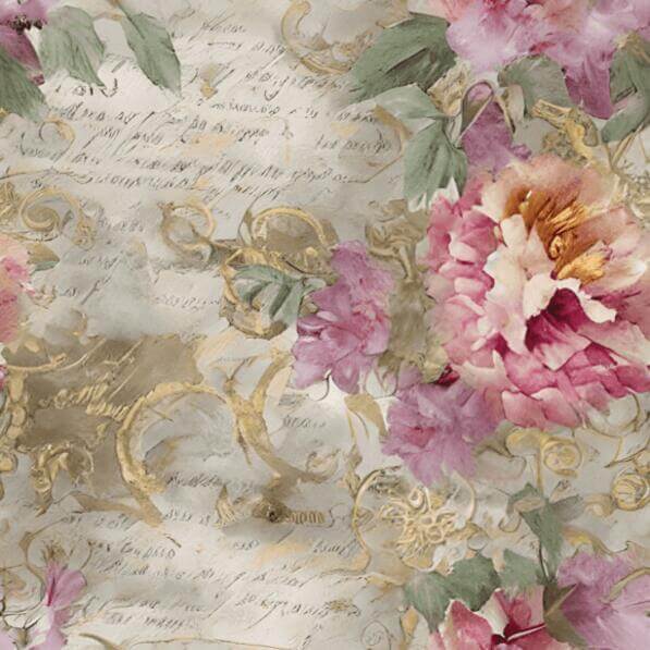 Download Floral Pattern with Pink and Gold Flowers on Vintage Paper ...