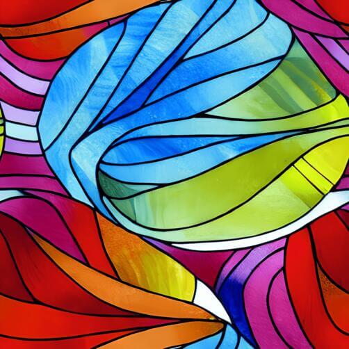 Colorful Stained Glass Pattern with Swirls and Shapes Colorful Stained Glass Pattern with Swirls and Shapes thumbnail