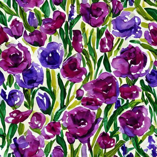 Purple and Green Watercolor Flower Pattern on White Background Purple and Green Watercolor Flower Pattern on White Background thumbnail