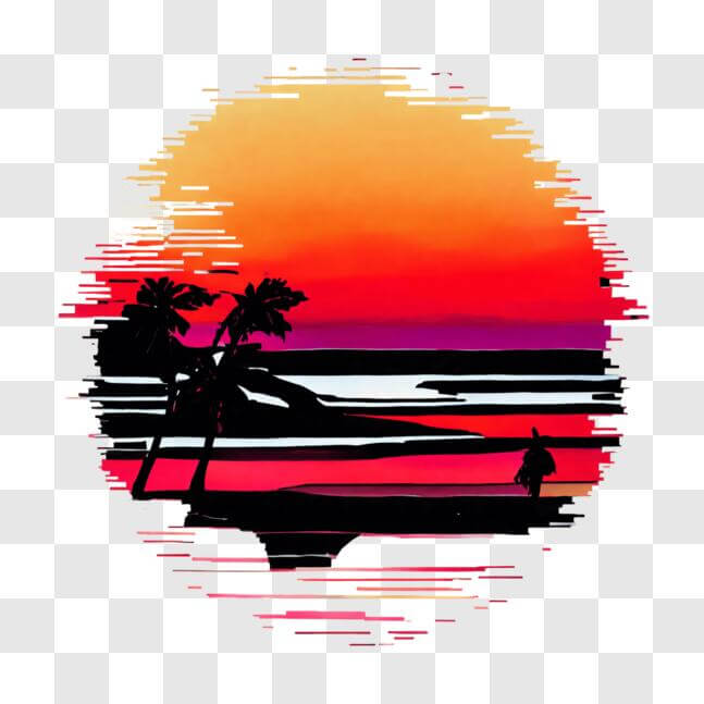 Download Beach Sunset Silhouette with Palm Trees PNG Online - Creative ...