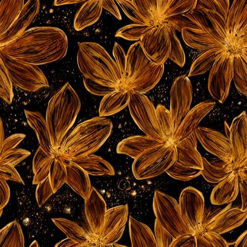 Seamless Golden Flower Pattern on Black Background Seamless Golden Flower Pattern on Black Background thumbnail