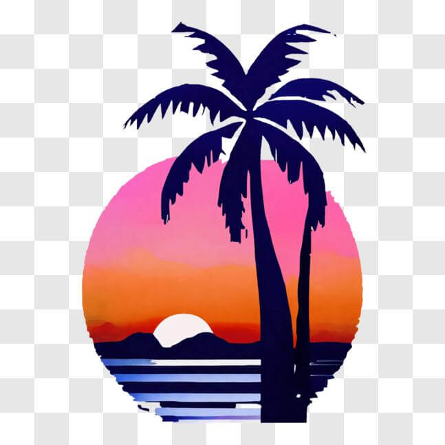 Download Palm Trees Silhouetted at Sunset PNG Online - Creative Fabrica