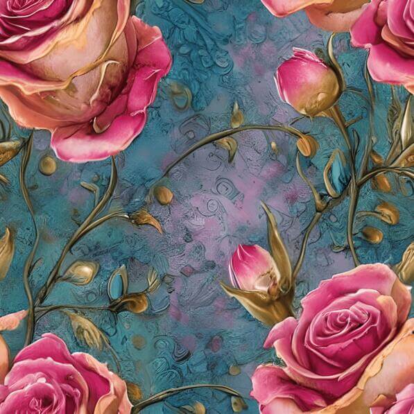 Pink Roses Seamless Download Pink Roses Seamless Pattern on Aqua Blue Background Patterns ...