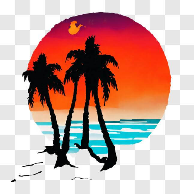 Download Stunning Sunset with Palm Trees PNG Online - Creative Fabrica