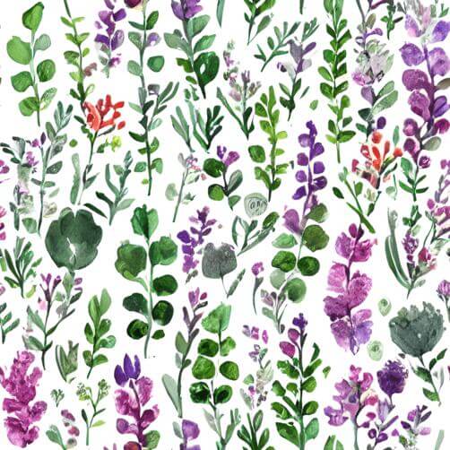 Purple, Green, and Red Watercolor Flower Pattern on White Background Purple, Green, and Red Watercolor Flower Pattern on White Background thumbnail