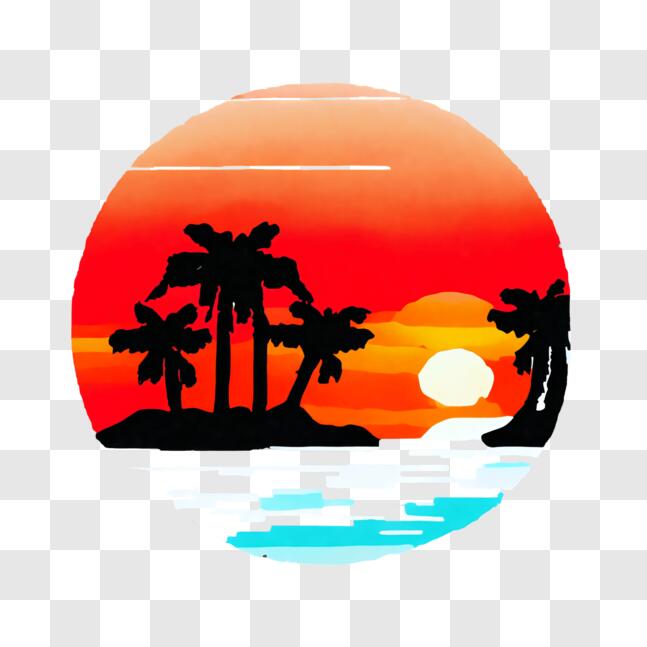 Download Beautiful Sunset with Palm Trees and Ocean PNG Online ...