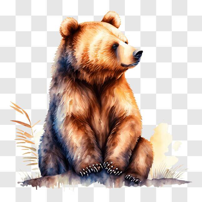 Download Brown Bear Sitting on the Ground PNGs Online - Creative Fabrica