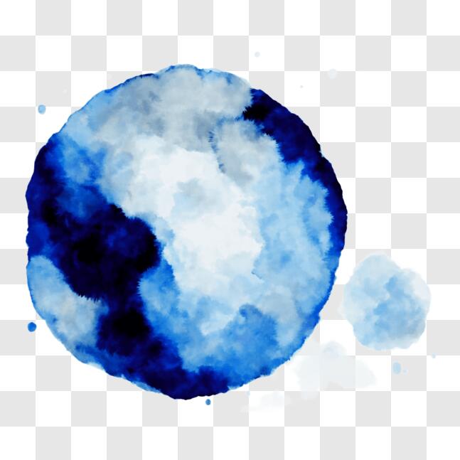 Download Watercolor painting of the moon in blue and white with clouds ...