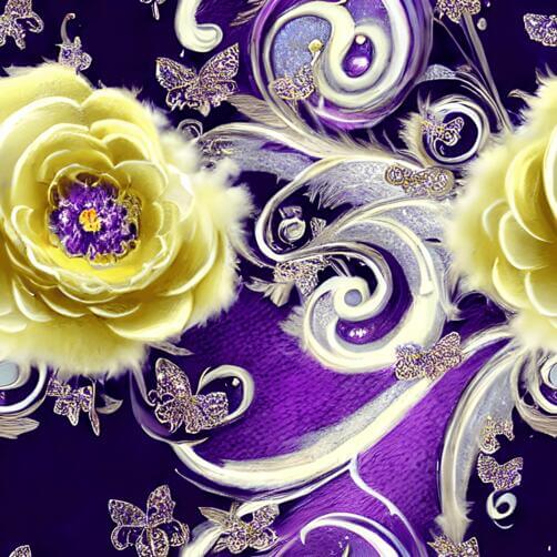 Yellow Roses on a Purple Floral Background Yellow Roses on a Purple Floral Background thumbnail