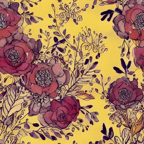 Seamless Floral Pattern in Red, Purple, and Yellow Seamless Floral Pattern in Red, Purple, and Yellow thumbnail