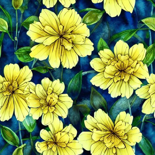Abstract Yellow Flower Pattern on Blue Background Abstract Yellow Flower Pattern on Blue Background thumbnail