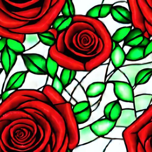 Stained Glass Background with Red Roses and Green Leaves Stained Glass Background with Red Roses and Green Leaves thumbnail