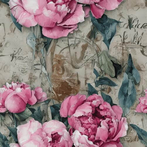 Seamless Pink Peony Floral Pattern with Vintage Clock Seamless Pink Peony Floral Pattern with Vintage Clock thumbnail